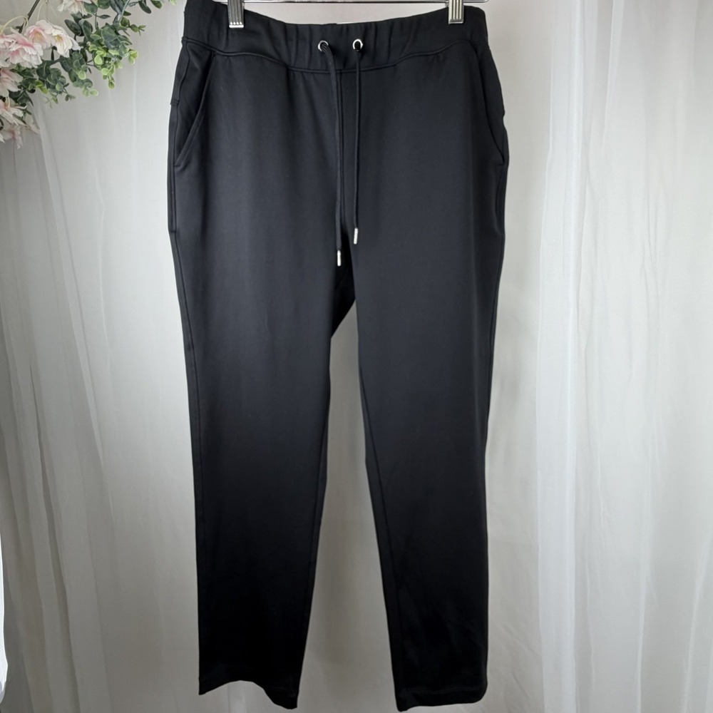 Yogalicious Lux Avenue Straight Leg Pant Women M  Black Jogger‎ Tie Pockets